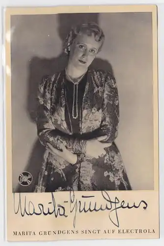 79626 Autograph Karte Deutsche Sängerin Marita Gründgens um 1935