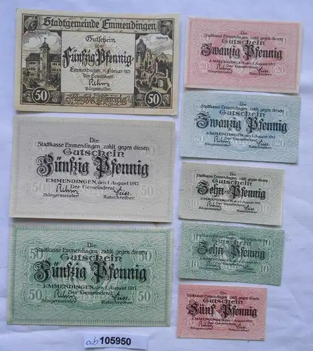 8 x Banknoten Notgeld Sparkasse Emmendingen 1917 (105950)