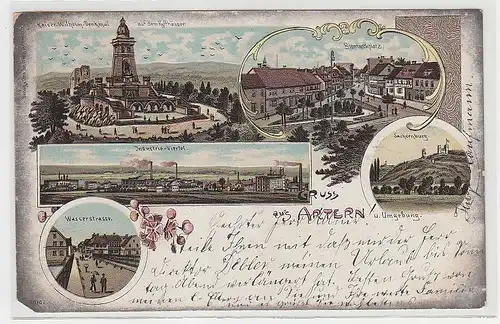 71303 Ak Lithografie Gruss aus Artern u. Umgebung, Industrie-Viertel usw., 1902