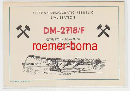 73858 QSL Karte Funker Funkamateur DDR Bergbaumotiv Hoyerswerda um 1970