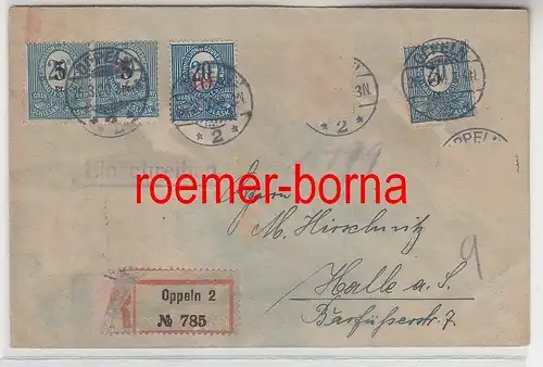 61340 seltener Einschreibe Brief Oberschlesien Oppeln 1920