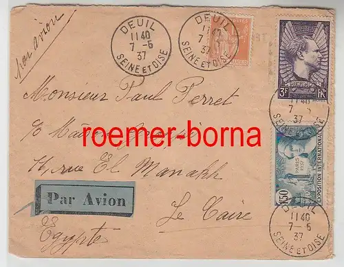 82422 seltener Luftpost Brief von Frankreich nach Ägypten 1937