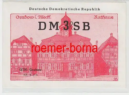 72778 QSL Karte Funker Funkamateur DDR Grabow i. Meckl. Rathaus 1970