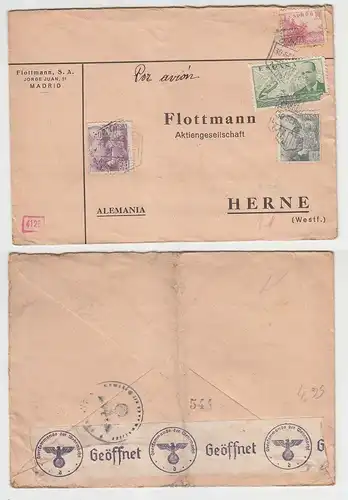 65738 seltener Zensur Post Brief von Madrid Spanien nach Herne in Westf. 1940