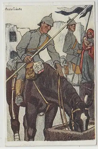 70579 Reklame Feldpost Ak Soldat mit Leibniz Keks 1915