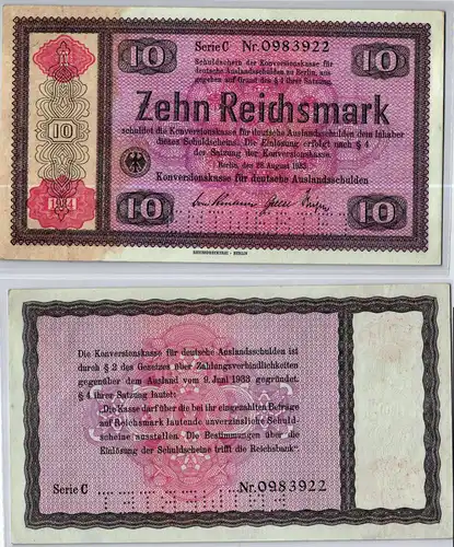 10 RM 1933 Deutsches Reich Konversionskasse für deutsche Auslandsschulden