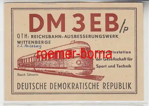 72777 QSL Karte Funker Funkamateur Reichsbahn-Ausbesserungswerk Wittenberge 1960