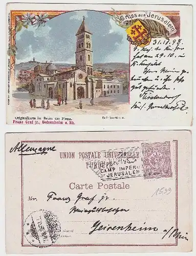 63232 Ak Gruß aus Jerusalem evangelische Erlöserkirche Kaiserreise 1898