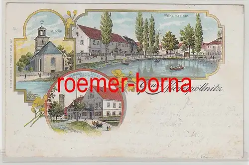 80492 Ak Lithographie Gruss aus Niederpöllnitz Gasthaus zum Löwen usw. 1902