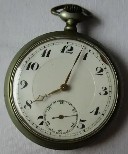 Schöne Nickel Herren Taschenuhr Marke Junghans um 1920 (104934)