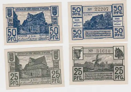 25 & 50 Pfennig Banknoten Notgeld städtische Sparkasse zu Wilster 1920 (121405)
