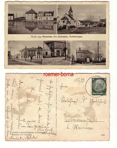 79930 Mehrbild Ak Gruß aus Wurzmes Krs. Komotau Sudetengau 1940