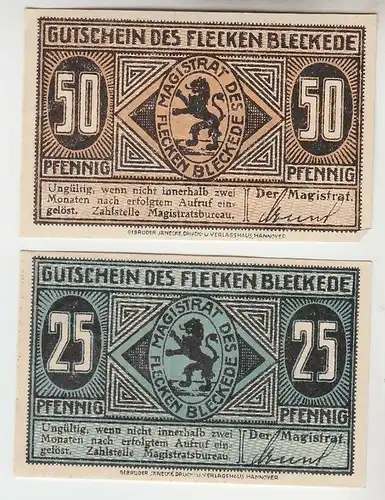 25, 50 Pfennige Banknoten Notgeld Flecken Bleckede um 1920 (112241)