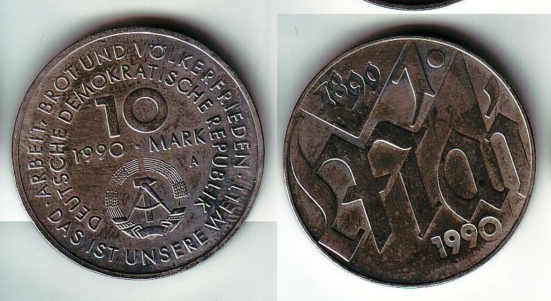 DDR Gedenk Münze 10 Mark 100.Jahre 1.Mai Feiertag 1890 ...