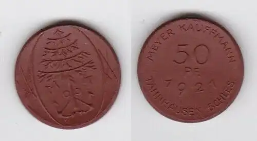 50 Pfennig Porzellan Münze Tannhausen Schlesien Meyer Kaufmann 1921 (132198)