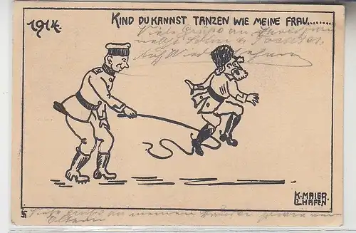 70478 Feldpost Humor Ak "Kind du kannst tanzen wie meine Frau" 1914