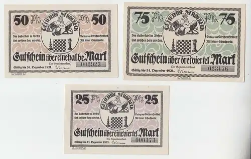 3 Banknoten Notgeld Gemeinde Stroebeck Schach Motive 1921 (103910)