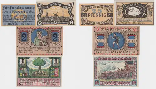 4 Banknoten Notgeld Gemeinde Süderbrarup 1920 (122053)