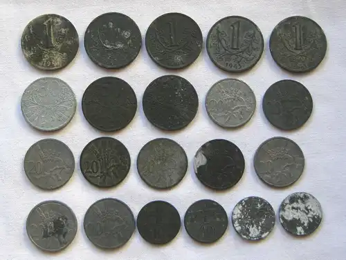 21 Zink Notmünzen Böhmen und Mähren 1940-1944 (122384)