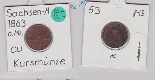 2 Pfennig Kupfer Münze Sachsen-Meiningen 1863 (120275)