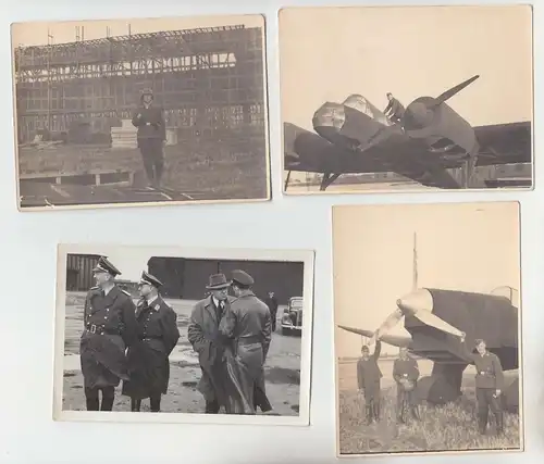 55621/4 seltene Original Fotos Flugzeug und Hangar Attrappen im 2.Weltkrieg