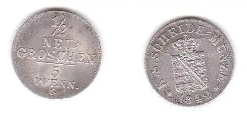 1/2 Neu Groschen Silber Münze Sachsen 1842 G (115380)