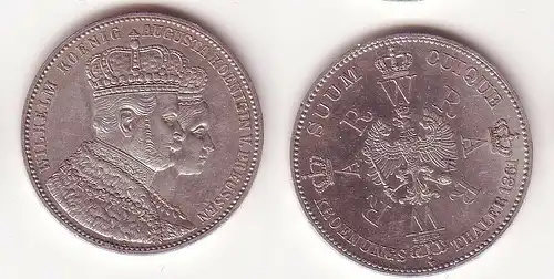 Schöne Silber Münze 1 Krönungstaler Preussen 1861 vz (104993)