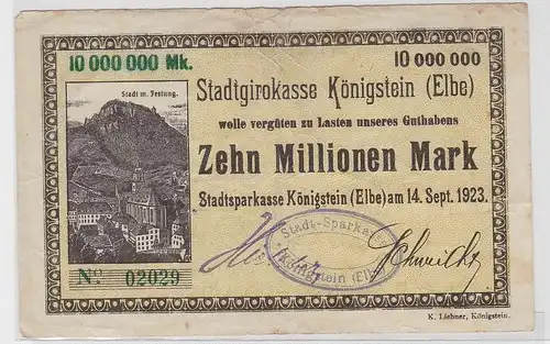 10 Millionen Mark Banknote Stadtgirokasse Königstein 14.9.1923 (119042)