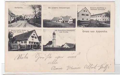 79695 Mehrbild Ak Gruß aus Appercha Gasthaus, Gut, Handlung usw. 1905