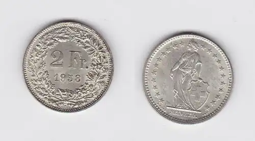 2 Franken Silber Münze Schweiz 1958 B (117748)