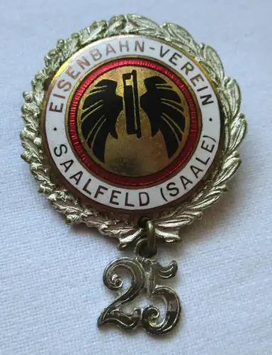 Emailliertes Abzeichen 25 Jahre Eisenbahn Verein Saalfeld (Saale)  (111221)