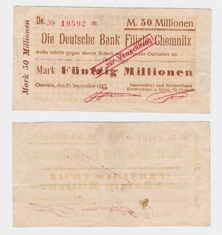 50 Millionen Mark Banknote Deutsche Bank Filiale Chemnitz 25 9