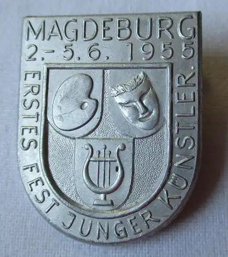 Seltenes DDR Abzeichen 1.Fest Junger Künstler Magdeburg 1955 (110445)