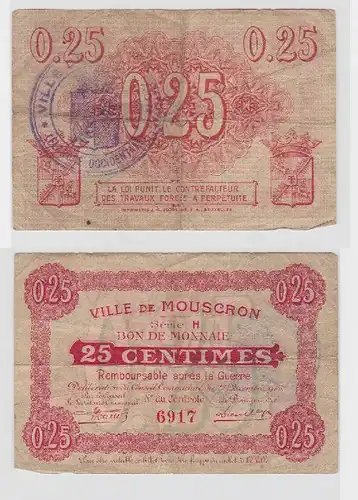 25 Centimes Banknote Frankreich Ville de Mouscron  (119161)
