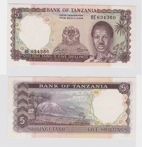 5 Shilingi Banknote Bank of Tanzania um 1966 kassenfrisch (119504)