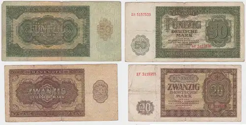 20 und 50 Mark Banknote DDR Deutsche Notenbank 1948 (104939)