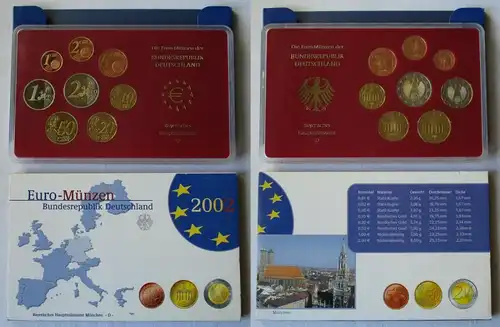 BRD KMS Kursmünzensatz Umlaufmünzenserie 2002 - D - München PP (135171)