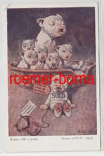 80990 Humor Ak Bulldogge "Bonzo verkauft Junge" 1928