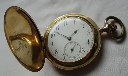 0,585 Goldene Savonette Sprungdeckel Taschenuhr Kronenaufzug um 1900 (108402)