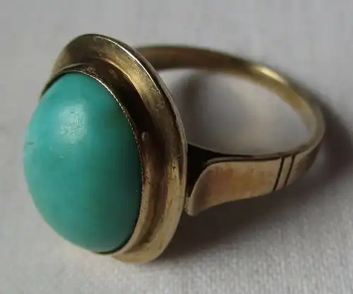 Wunderschöner Damen Ring aus 333er Gold mit großem minzgrünem Stein (125702)