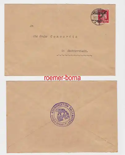 83229 Brief Grube Concordia in Nachterstedt mit 10 Pfennig Dienstmarke 1925