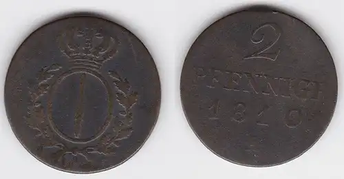 2 Pfennige Kupfer Münze Brandenburg Preussen 1810 (123943)