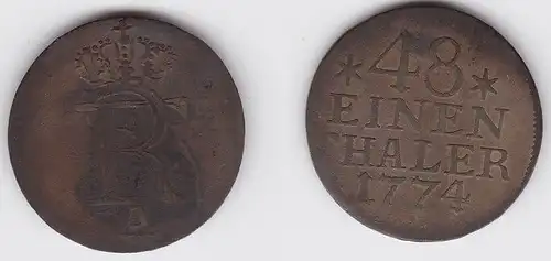 1/48 Taler Silber Münze Preussen Friedrich II 1774 A (122831)