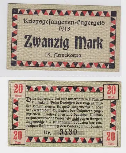 20 Mark Banknote Kriegsgefangenen Lagergeld 1918 IX.Armeekorps Güstrow (119473)