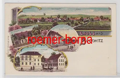 81473 Ak Lithografie Gruss aus Bockwitz Gasthaus u. Wohnhaus usw. um 1900