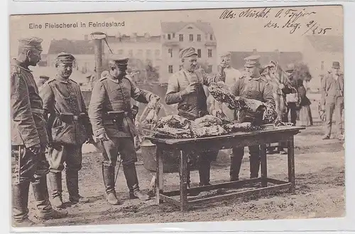 53430 Feldpost Ak eine Fleischerei in Feindesland 1.Weltkrieg 1915