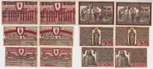 6 Banknoten Notgeld Stadt Wedel 10.6.1921 kassenfrisch (122767)