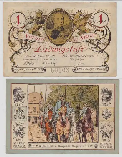 1 Mark Banknote Notgeld Stadt Ludwigslust 1922 (131513)