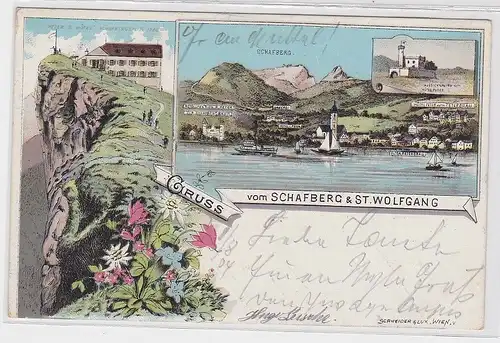 87047 AK Gruss vom Schafberg & St. Wolfgang - Aussichtsturm und Hotel Peter 1904