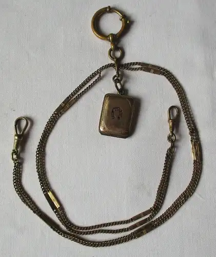 Alte Uhrkette + Bierzipfel für Herrentaschenuhr Länge 49 cm um 1930 (111369)